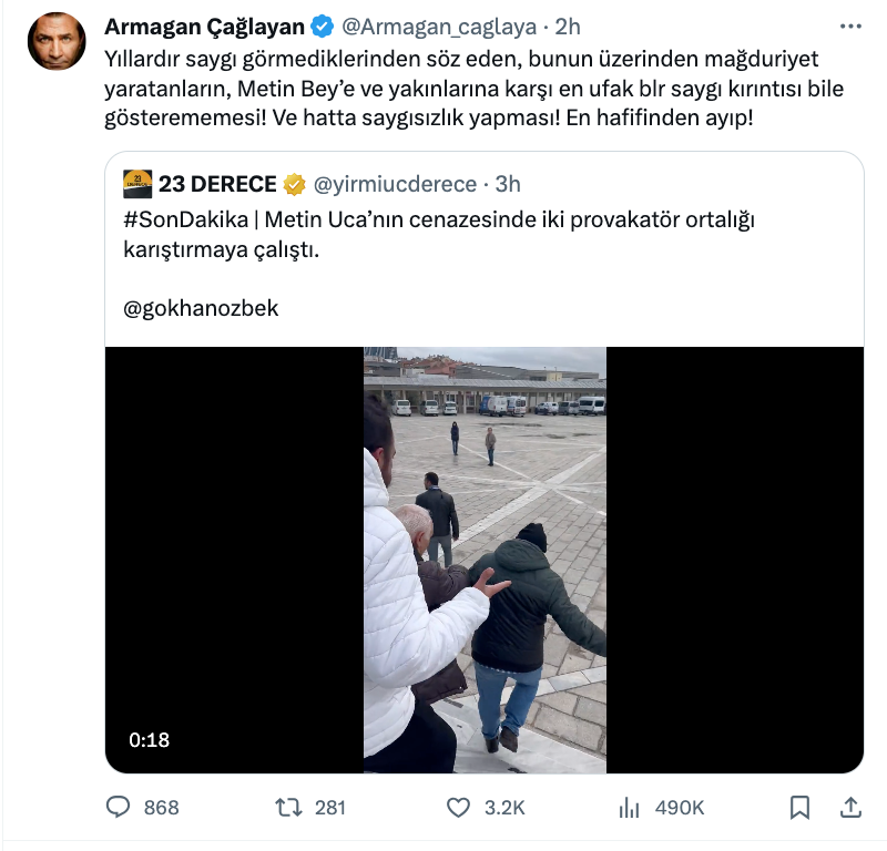 armagan caglayan dan metin uca nin cenaze torenindeki provakasyon girisimi icin carpici ifadeler 